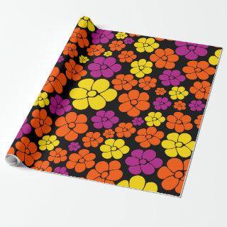 Flower Pattern - Black, Pink, Orange and Yellow