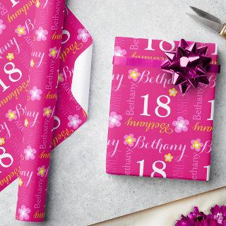 Flower personalized name age 18th birthday wrap