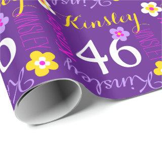 Flower personalized name age 46th birthday purple