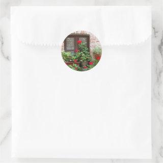 flowered balcony classic round sticker