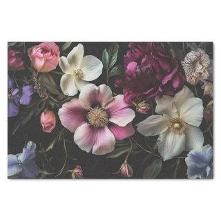 Flowers on Black Background Furnitiure Decoupage Tissue Paper