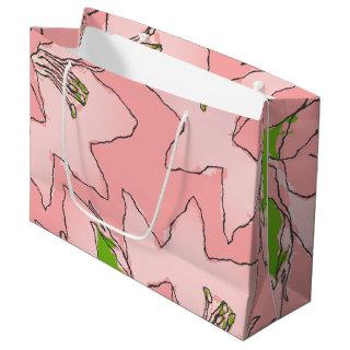 Flowers Pink and Green AKA Sorority Large Gift Bag