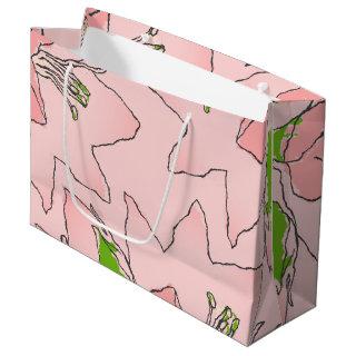 Flowers Pink and Green AKA Sorority Large Gift Bag