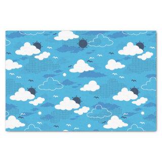 Fluffy Cloud Sunny Blue Sky Pattern Tissue Paper