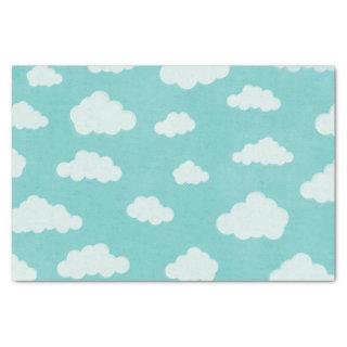 Fluffy Clouds Blue Sky Cloud Pattern Tissue Paper