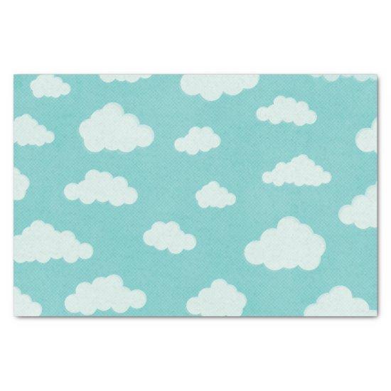 Fluffy Clouds Blue Sky Cloud Pattern Tissue Paper