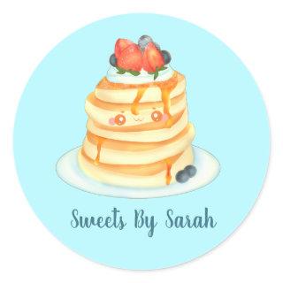 Fluffy Pancakes With Maple Syrup,Fruit And Cream Classic Round Sticker
