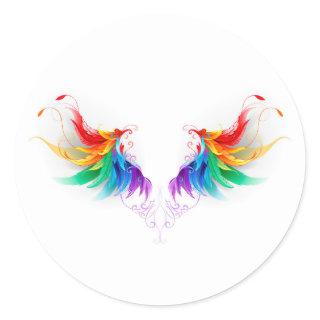 Fluffy Rainbow Wings Classic Round Sticker
