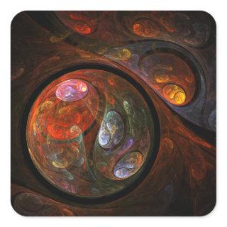 Fluid Connection Abstract Art Square Sticker