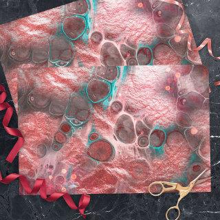 Fluid Paint Red Teal Foil Sparkling Light Accents Tissue Paper