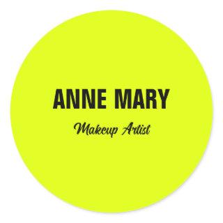 Fluorescent Neon Yellow Bright Colorful Custom Classic Round Sticker