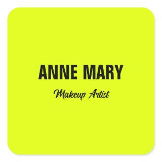 Fluorescent Neon Yellow Bright Colorful Custom  Square Sticker