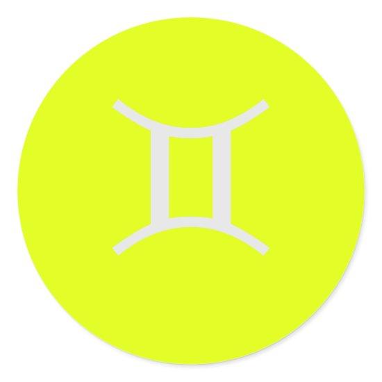 fluorescent yellow -Gemini Classic Round Sticker