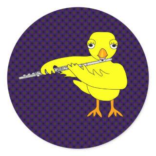 Flute Chick Classic Round Sticker