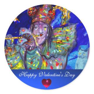 FLUTIST IN BLUE / Valentine Masquerade Classic Round Sticker