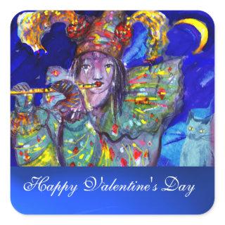 FLUTIST IN BLUE / Valentine Masquerade Square Sticker