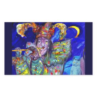 FLUTIST IN BLUE / Venetian Carnival Night Rectangular Sticker