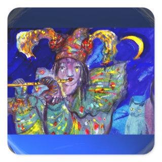 FLUTIST IN BLUE / Venetian Carnival Night Square Sticker