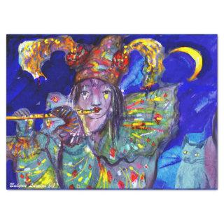 FLUTIST IN BLUE / Venetian Carnival Night Tissue Paper