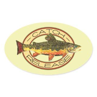 Fly Fishing Catch Release Party Oval Sticker