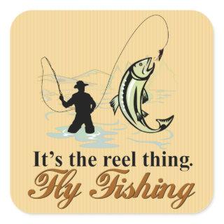 Fly Fishing Reel Thing Square Sticker