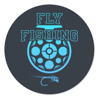 Fly Fishing Reel Trout Fisherman Classic Round Sticker