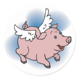 Flying Pig Classic Round Sticker
