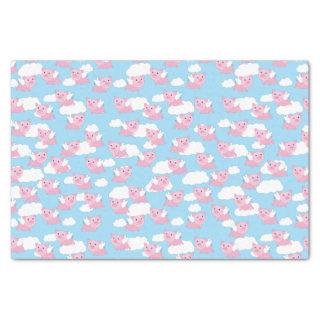 Flying Pig Cute 1st Birthday Party Tissue Paper