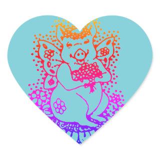 FLYING PIG, FLOWER FAIRY COLOR STICKERS Hrt, SHEET