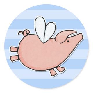 flying piggy classic round sticker