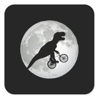 FLYING T-REX CYCLIST SQUARE STICKER