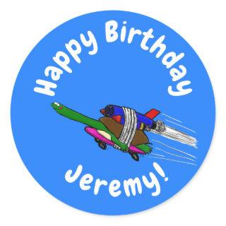 Flying tortoise classic round sticker