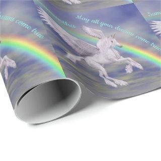 Flying Unicorn Over Rainbow Dreams Personalized