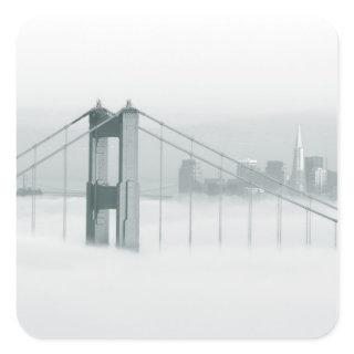 Fog rolls through the San Francisco bay 2 Square Sticker