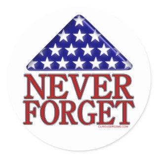 Folded USA Flag-Never Forget Classic Round Sticker