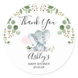 Foliage Elephant Baby Shower Thank You Favor  Classic Round Sticker
