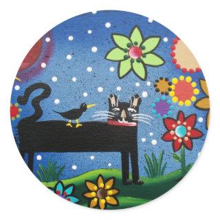 Folk Art By Lori Everett Cat With Attitude Classic Round Sticker