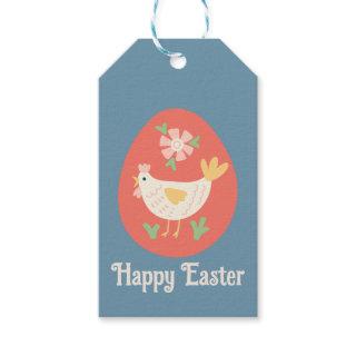 Folk Art Easter Egg Chicken Gift Tags