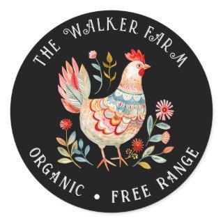Folk Colorful Farm Fresh Eggs Classic Round Sticker
