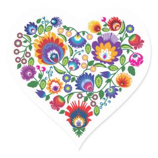 💜❤💓Folk inspired hearts, Heart Sticker