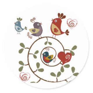 Folkart Birds Classic Round Sticker