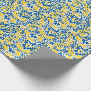 Folklore pattern with Ukrainian flag colors
