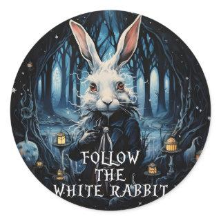 Follow the White Rabbit Alice in Wonderland Classic Round Sticker