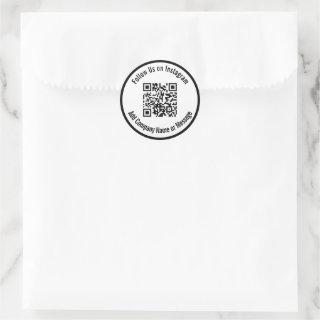Follow Us on Instagram Black and White QR Code Classic Round Sticker