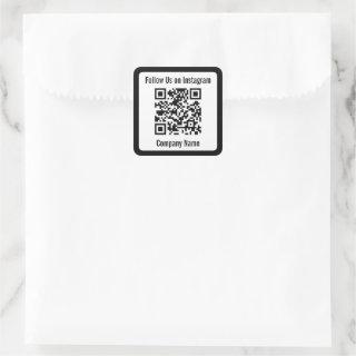 Follow Us on Instagram Black and White QR Code Square Sticker
