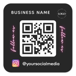 Follow Us on Instagram QR Code Social Media Logo Square Sticker