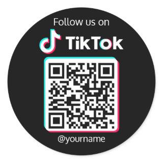 Follow Us On TikTok Social Media QR Code Classic Round Sticker