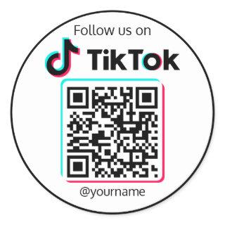 Follow Us On TikTok Social Media QR Code Classic Round Sticker