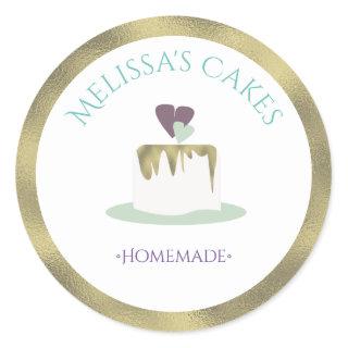 Fondant Wedding Cake Tier Bakery Logo Classic Round Sticker