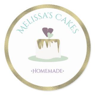 Fondant Wedding Cake Tier Bakery Logo Classic Round Sticker